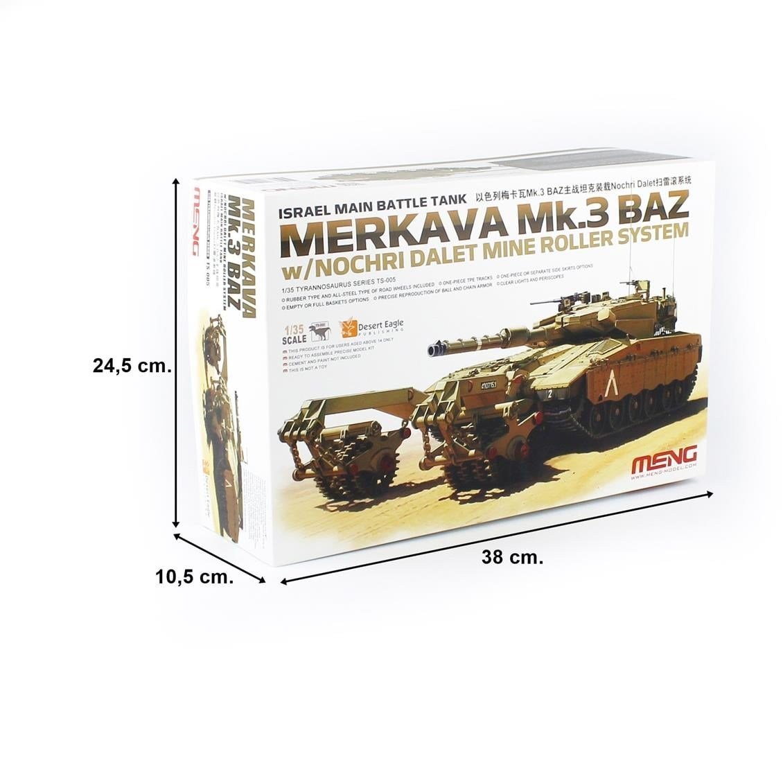 Meng TS-005 1/35 Ölçek, Israil Merkava Mk.3 BAZ, Nochri Dalet Mayın Temizleme Aparatlı, Ana Muharebe Tankı, Plastik Model Kiti