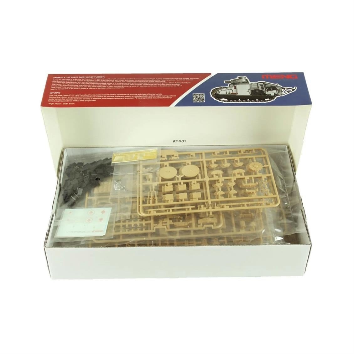 Meng TS-008 1/35 Ölçek, Fransız, Döküm Namlulu FT-17 Hafif Tankı, Plastik Model Kiti