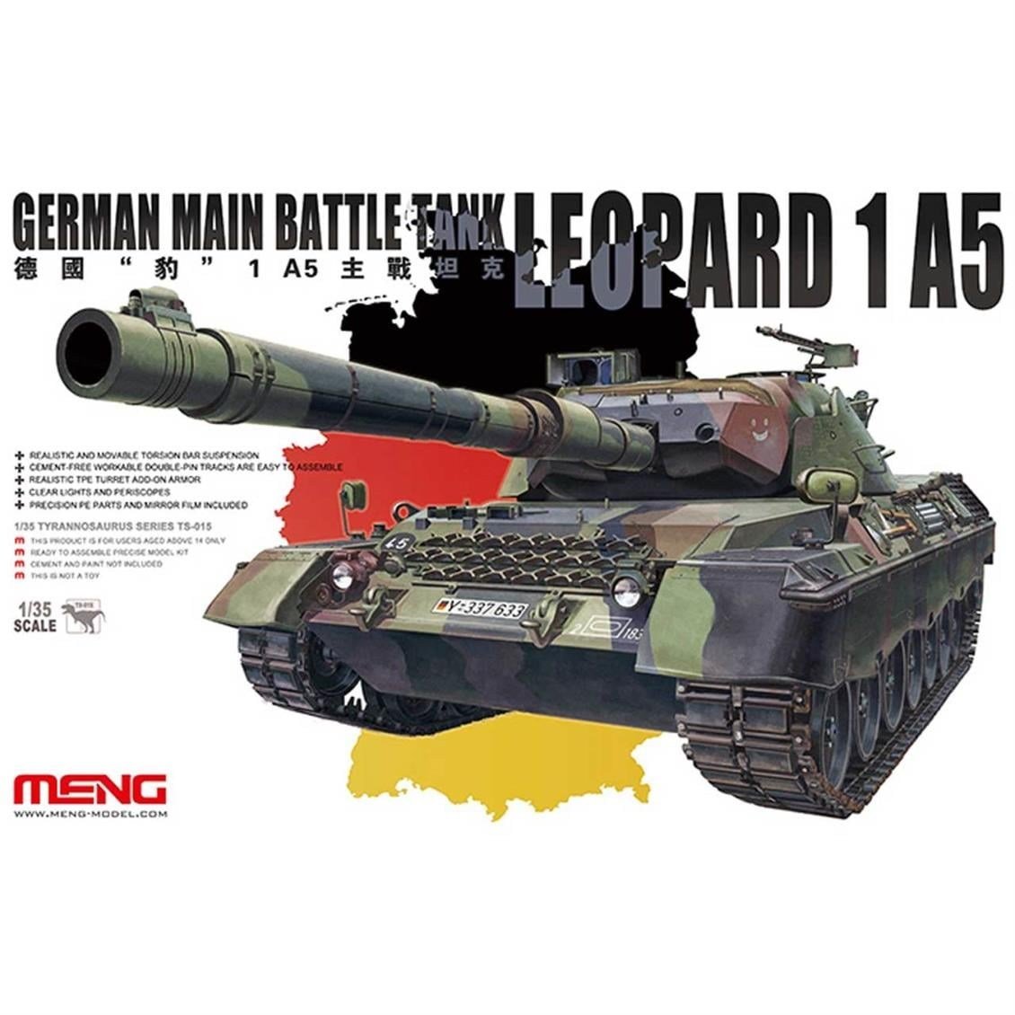 Meng TS-015 1/35 Ölçek, Alman Leopard 1 A5 Ana Muharebe Tankı, Plastik Model Kiti