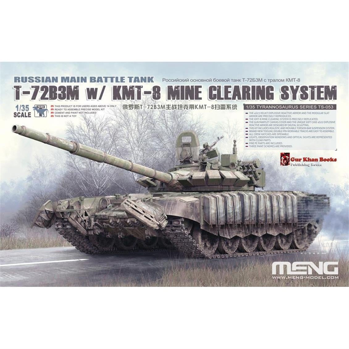 Meng TS-053 1/35 Ölçek, Rus T-72B3M Ana Muharebe Tankı ve KMT-8 Mayın Temizleme Aparatı, Plastik Model Kiti
