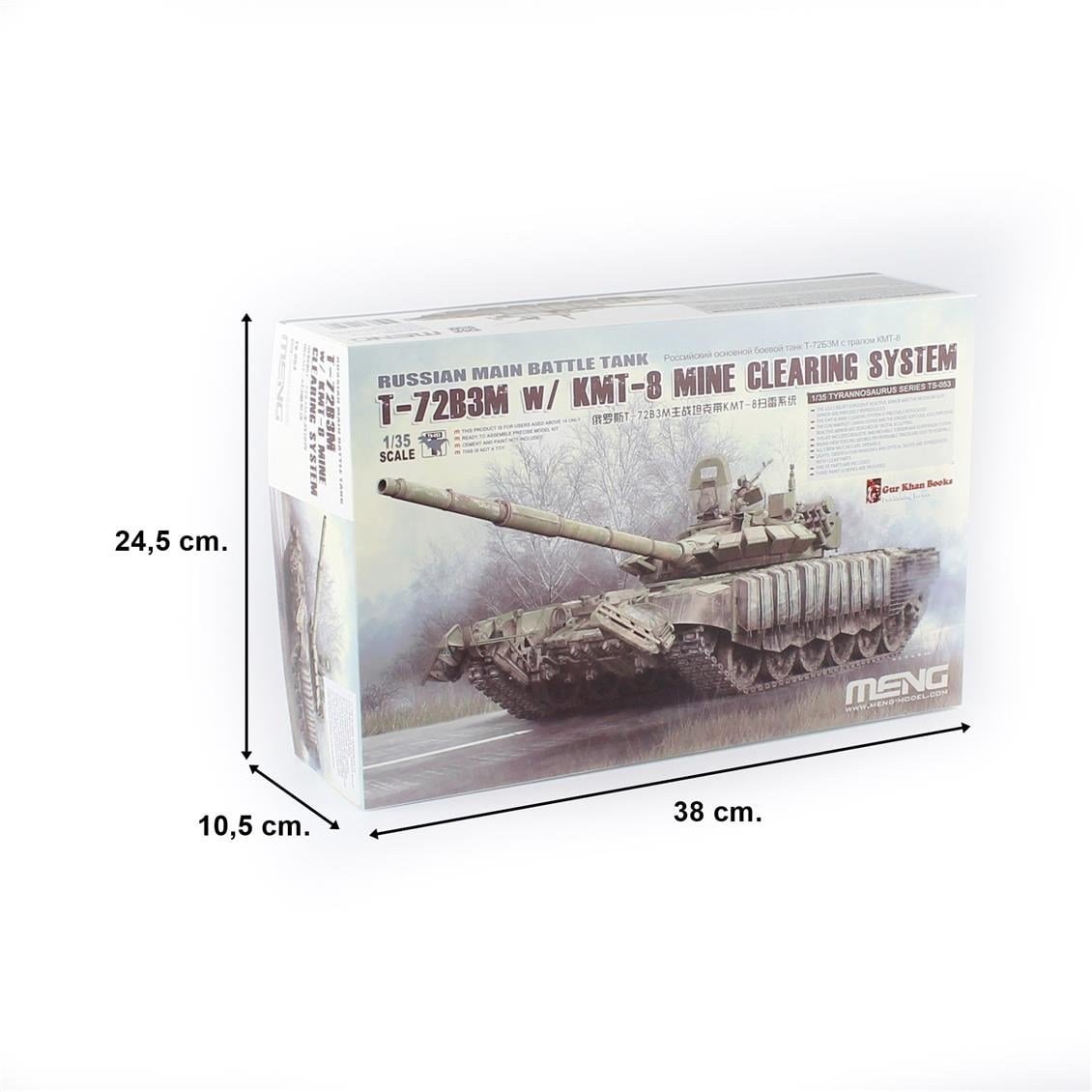 Meng TS-053 1/35 Ölçek, Rus T-72B3M Ana Muharebe Tankı ve KMT-8 Mayın Temizleme Aparatı, Plastik Model Kiti