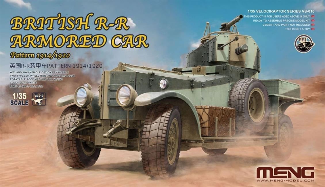 Meng VS-010 1/35 Ölçek, İngiliz RR Zırhlı Araç (1914-1920), Plastik Model Kiti