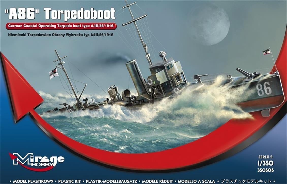 Mirage 350505 1/350 Ölçek, A 86 German Torpedoboat A/III Class, Plastik Model kiti