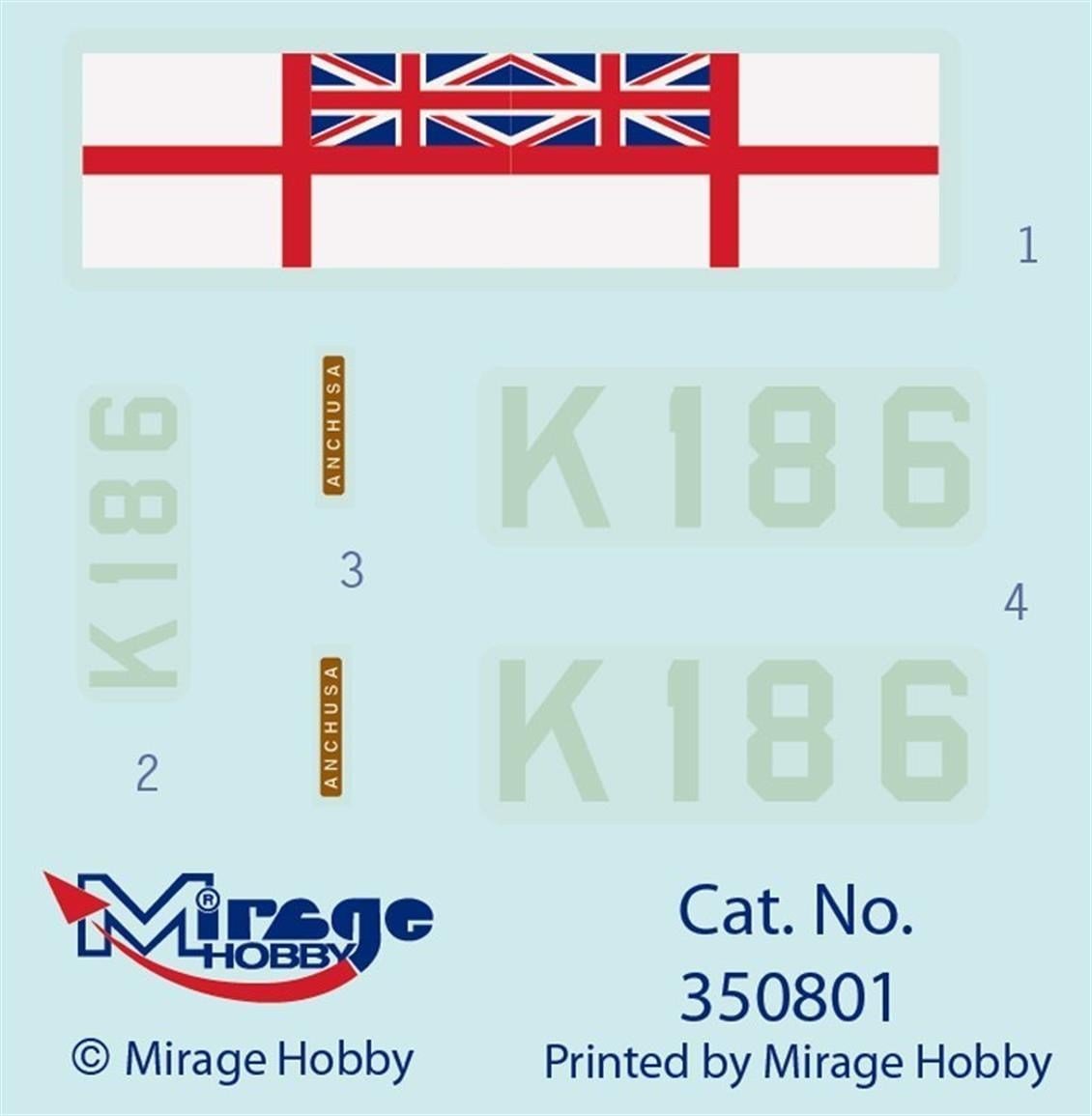 Mirage 350801 1/350 Ölçek, Hms Anchusa Flower Class Corvette K18, Plastik Model kiti