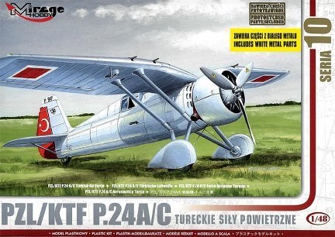 Mirage 48105 1/48 Ölçek, Pzl/Tfk P.24 C Turkish Air Force, W/Res, Plastik Model kiti