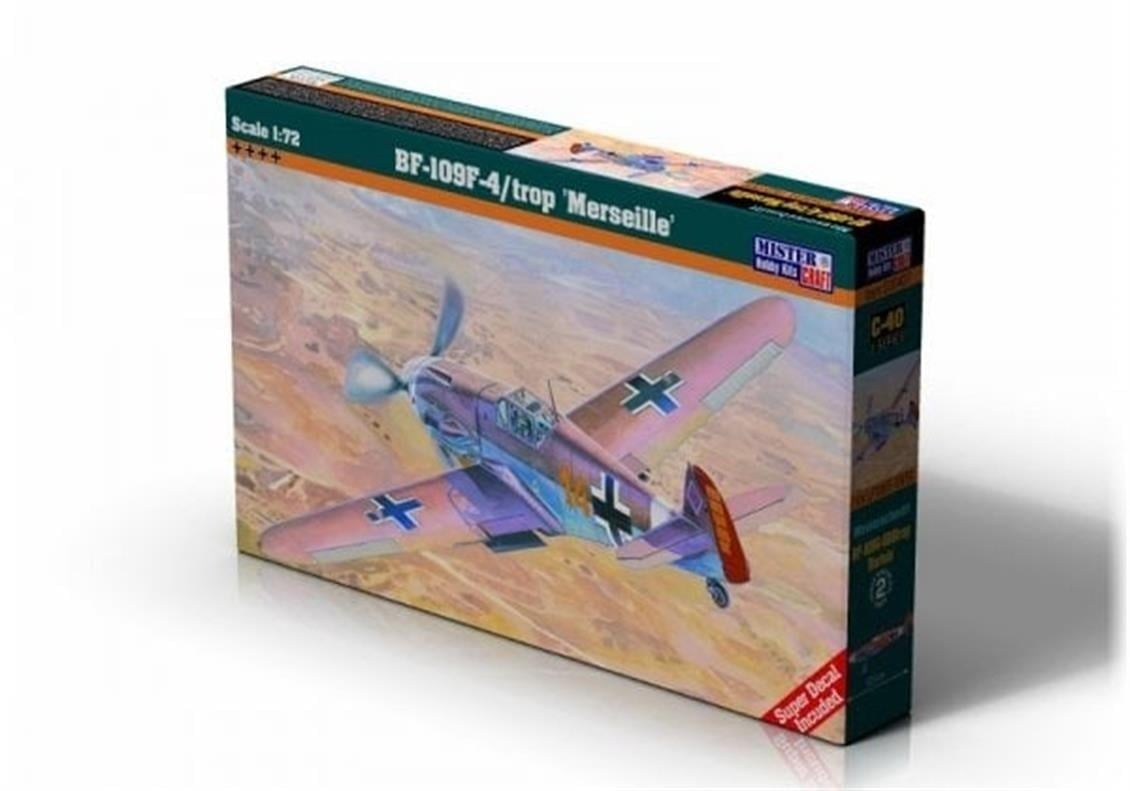 Mistercraft C040 1/72 Ölçek, BF-109F-4/trop (Marseille) Savaş Uçağı, Plastik Model kiti