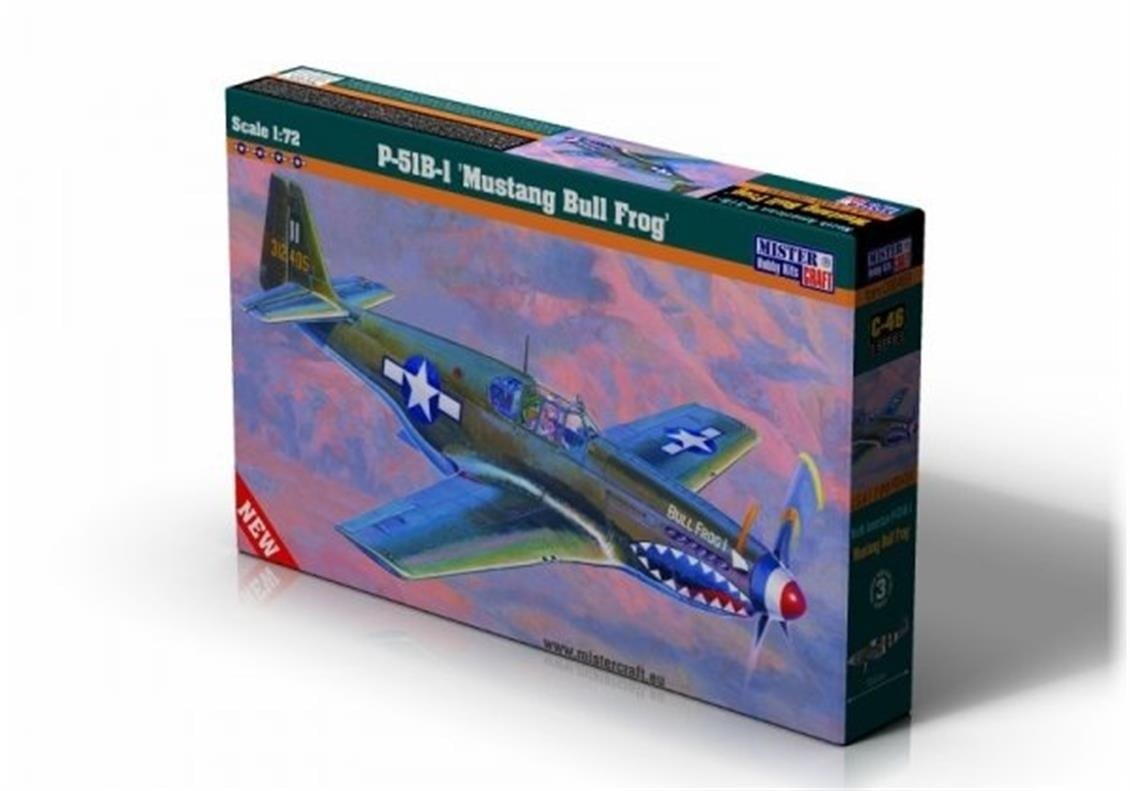Mistercraft C046 1/72 Ölçek, P-51 B-1 (BullFrog I) Savaş Uçağı, Plastik Model kiti