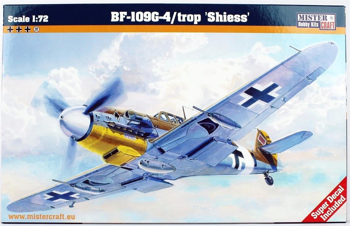 Mistercraft C088 1/72 Ölçek, BF-109G-4/trop (Shiess) Savaş Uçağı, Plastik Model kiti