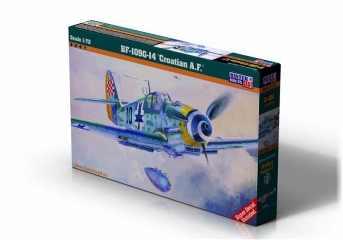 Mistercraft C151 1/72 Ölçek, BF-109G-14 (Croatian A.F.) Savaş Uçağı, Plastik Model kiti