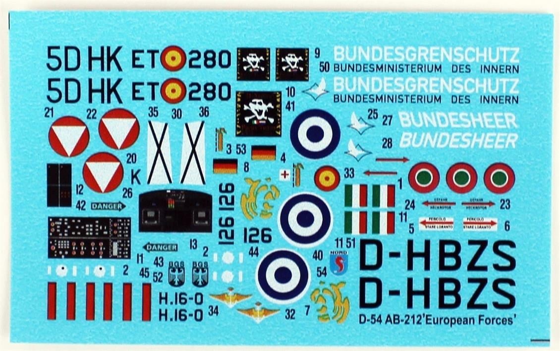 Mistercraft D054 1/72 AB-212 (Avrupa Kuvvetleri) Helikopteri Plastik Model Kiti