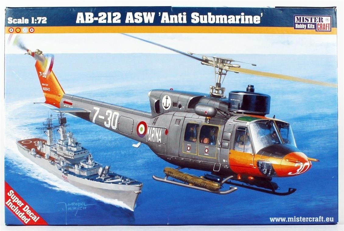 Mistercraft D057 1/72 AB-212 ASW Denizaltı Avcı Helikopteri Plastik Model Kiti