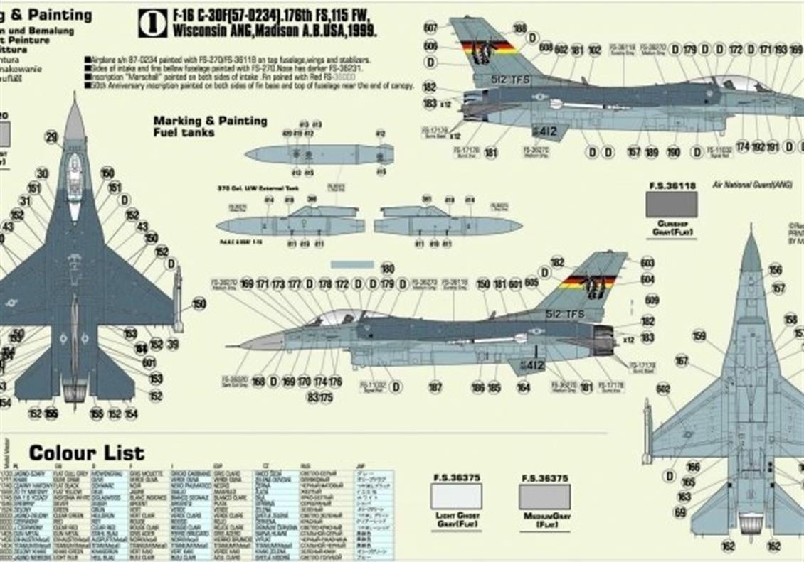 Mistercraft D067 1/72 F-16C-30 (Ramstain Dragon) Savaş Uçağı Plastik Model Kiti