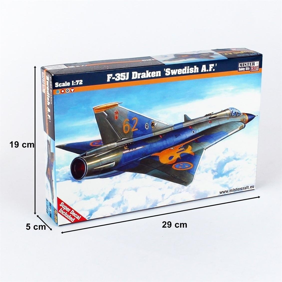 Mistercraft D088 1/72 F-35J Draken (Swedish A.F.) Savaş Uçağı Plastik Model Kiti