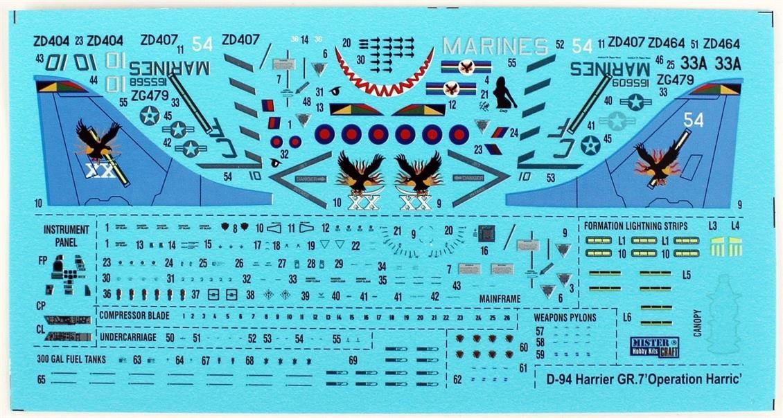 Mistercraft D094 1/72 Harrier GR.7 (Operation Harric) Savaş Uçağı Plastik Model Kiti