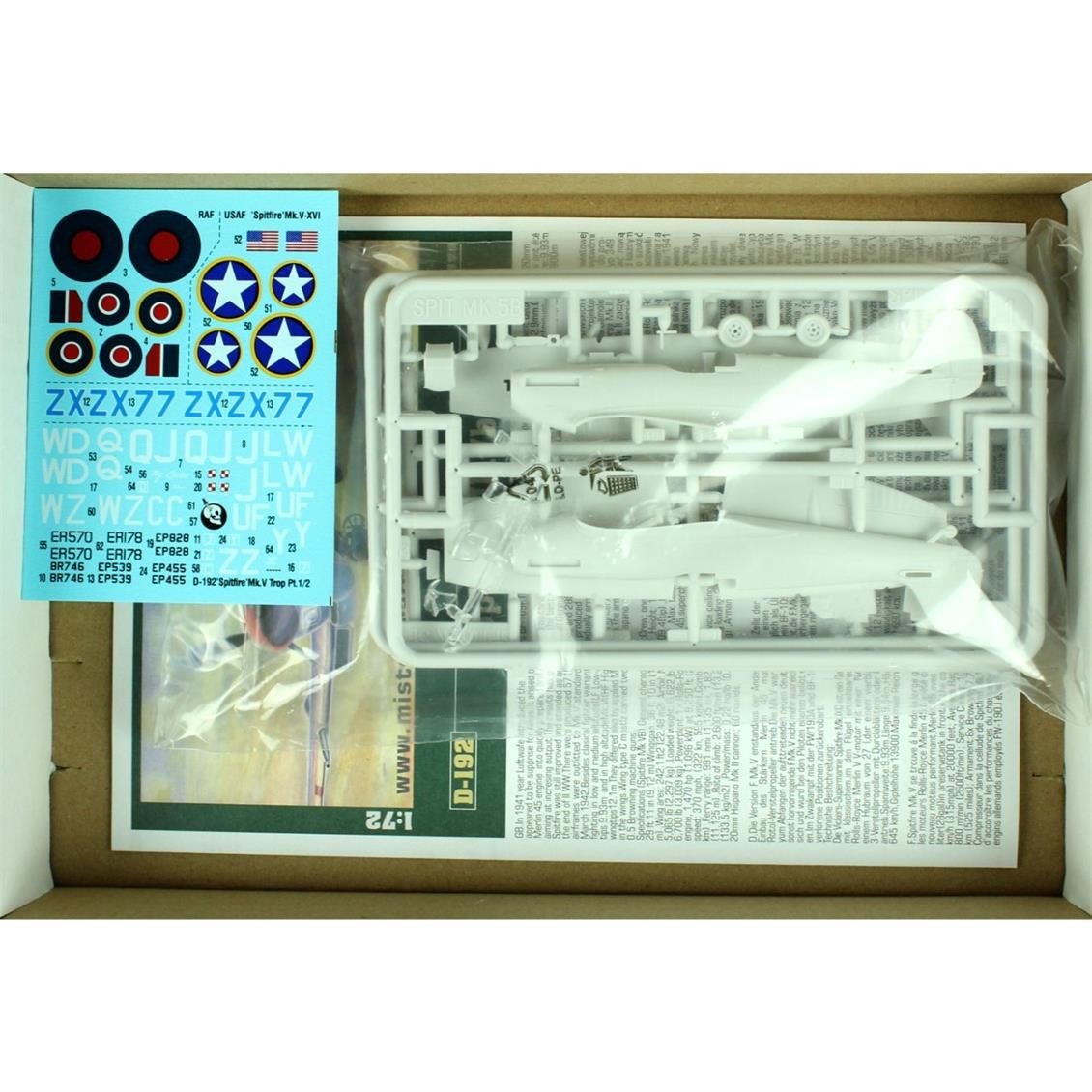 Mistercraft D192 1/72 Supermarine (Spitfire) Mk.Vb Savaş Uçağı Plastik Model Kiti