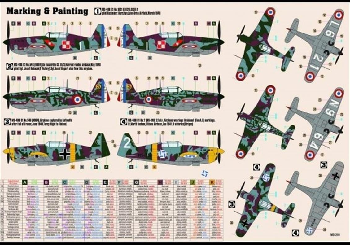 Mistercraft D206 1/72  Morane Saulnier MS.406 CI Savaş Uçağı Plastik Model Kiti