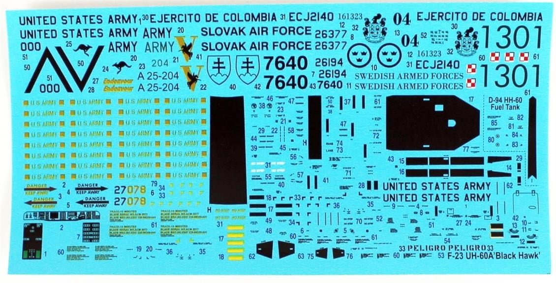 Mistercraft F022 1/72 UH-60 A Black Hawk Askeri Helikopter Plastik Model Kiti