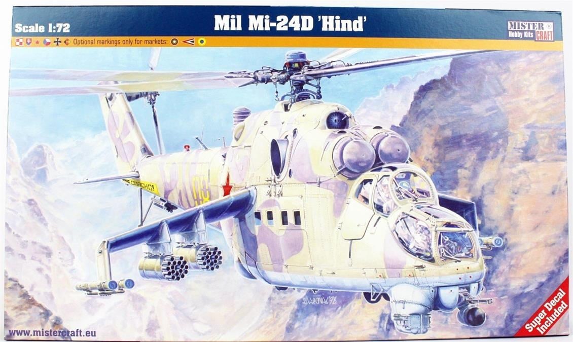 Mistercraft F044 1/72 Mil Mi-24D Hind Askeri Helikopter Plastik Model Kiti