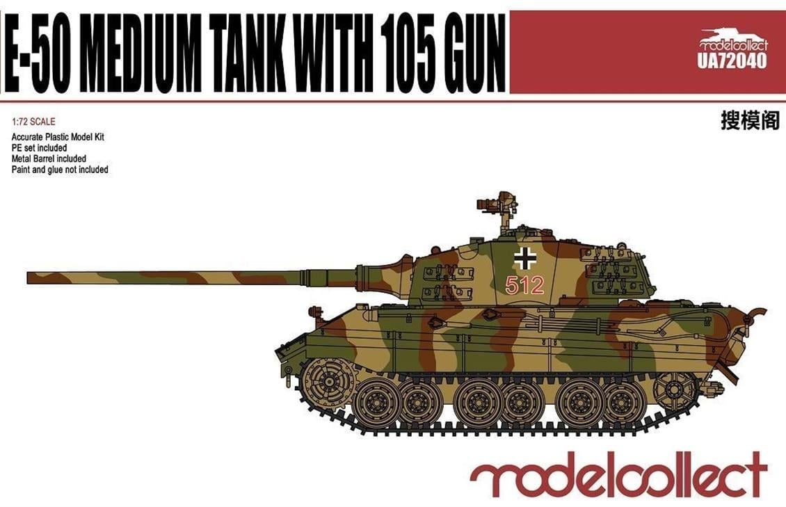 Model Collect UA72040 1/72 Ölçek, Germany WWII E-50 Medium Tank with 10