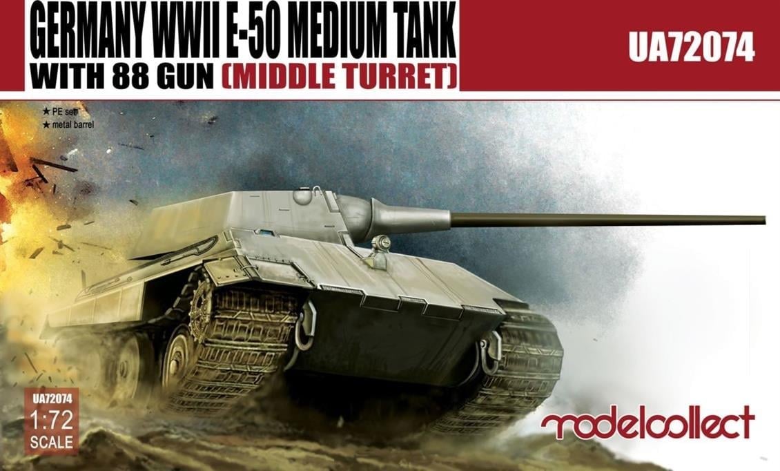 Model Collect UA72074 1/72 Ölçek, Germany WWII E-50 Medium Tank with 88