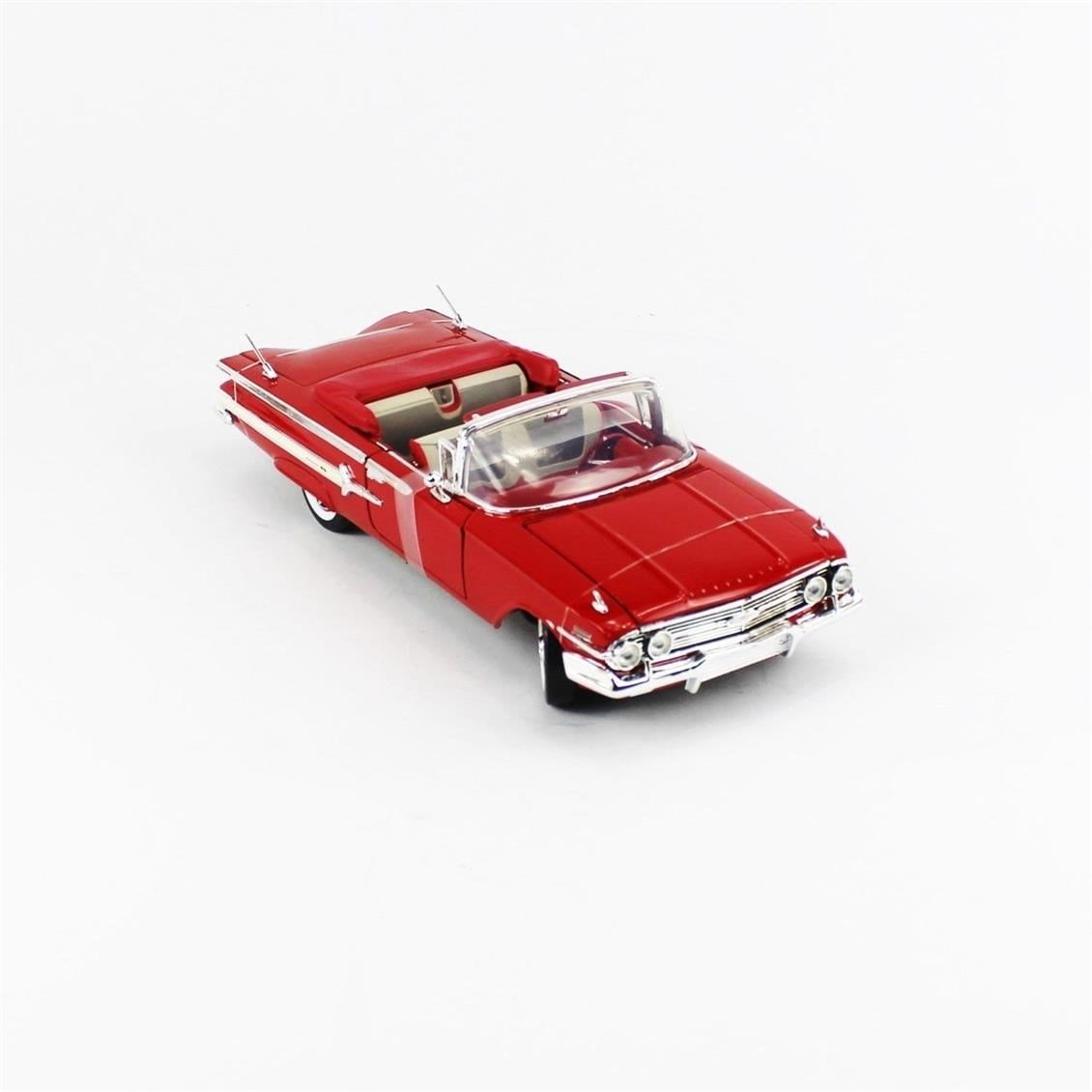 Motormax 73110 1/18 Ölçek, 1960 Chevrolet Impala Convertible, Kırmızı, Sergilemeye Hazır Metal Araba Modeli