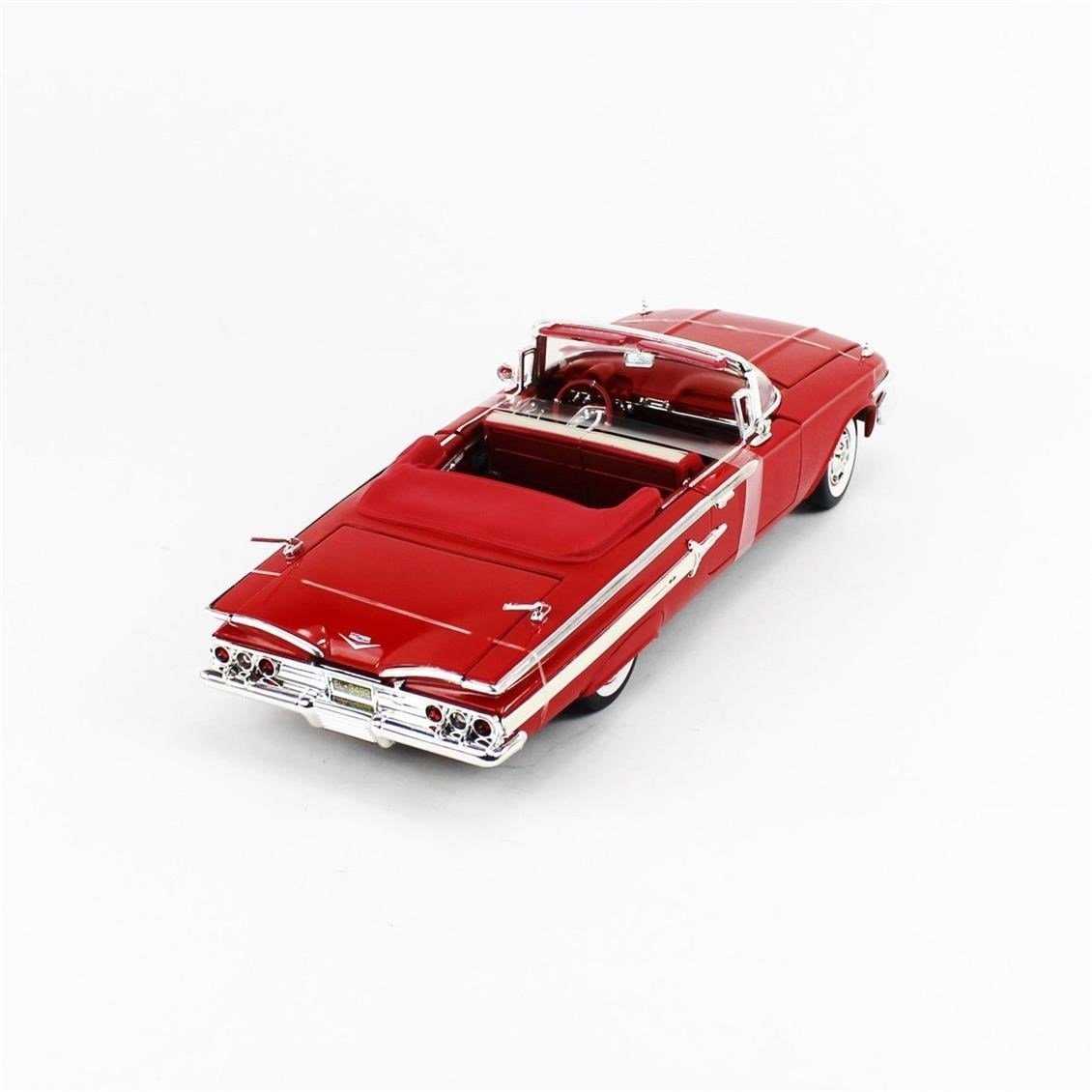 Motormax 73110 1/18 Ölçek, 1960 Chevrolet Impala Convertible, Kırmızı, Sergilemeye Hazır Metal Araba Modeli