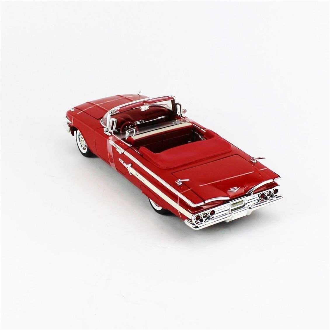 Motormax 73110 1/18 Ölçek, 1960 Chevrolet Impala Convertible, Kırmızı, Sergilemeye Hazır Metal Araba Modeli