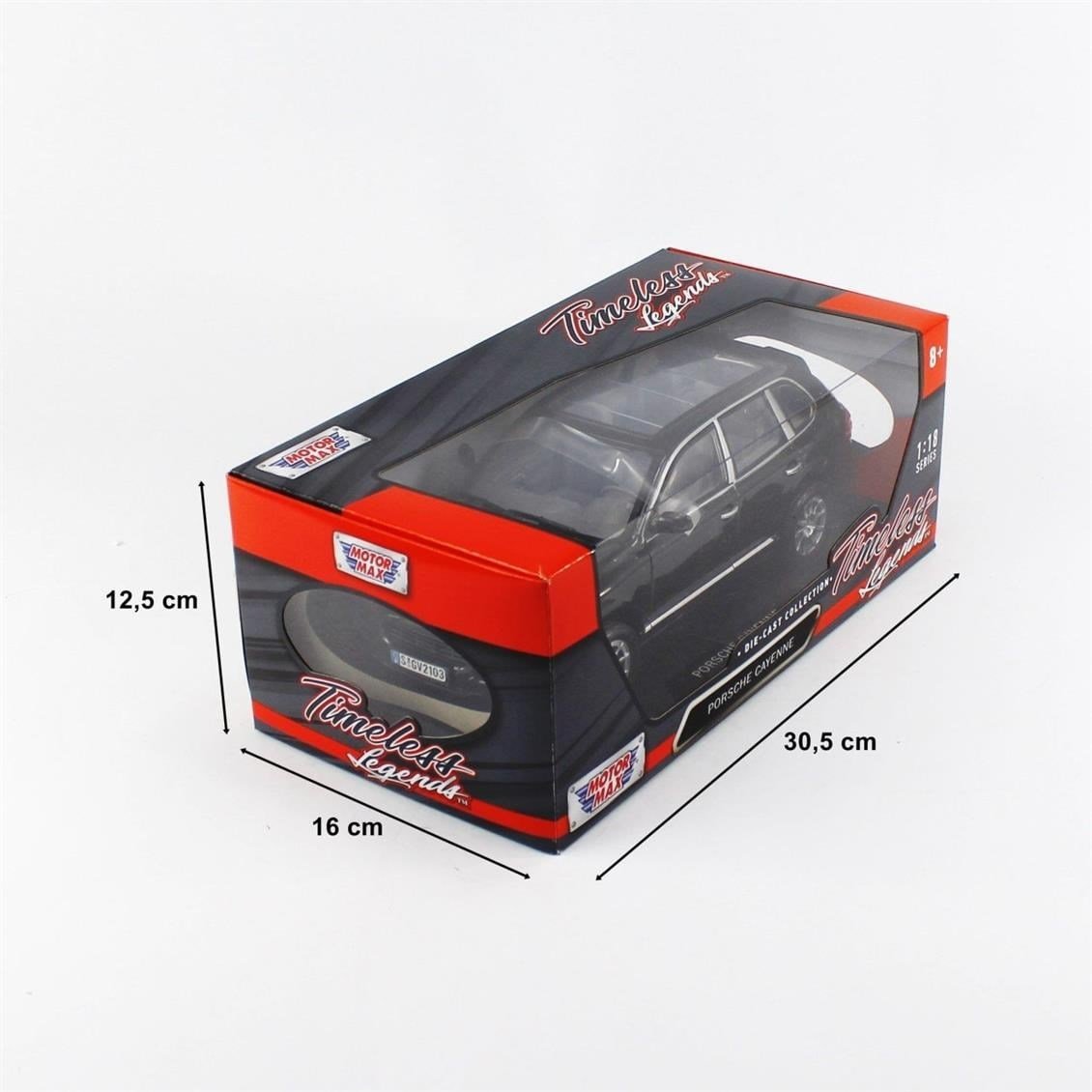 Motormax 73178 1/18 Ölçek, 2008 Porsche Cayenne, Siyah, Sergilemeye Hazır Metal Araba Modeli