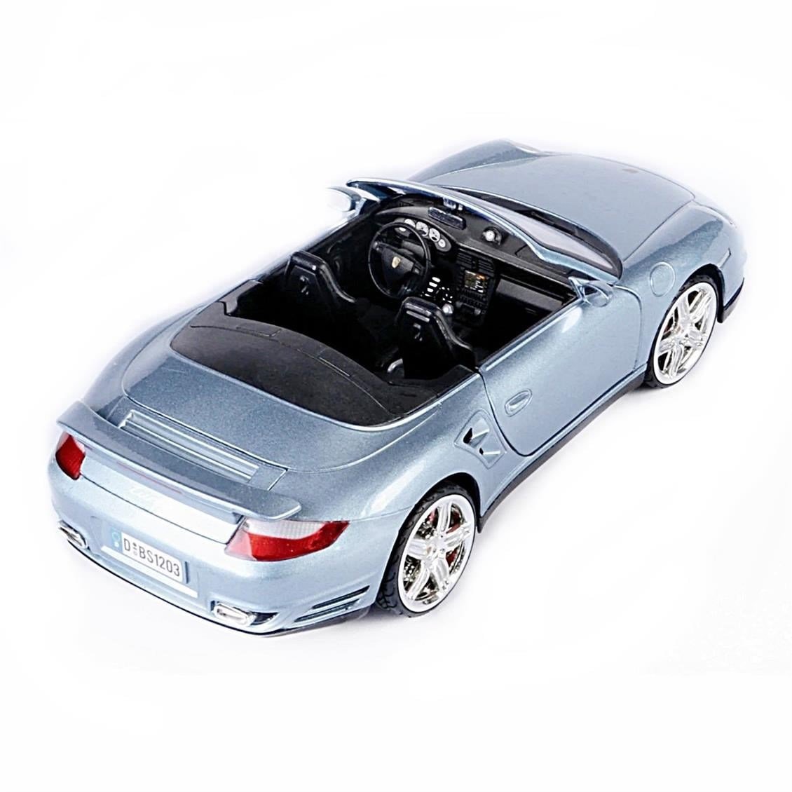 Motormax 73183 1/18 Ölçek, 2008 Porsche 911 Turbo Kabrio, Gri, Sergilemeye Hazır Metal Araba Modeli