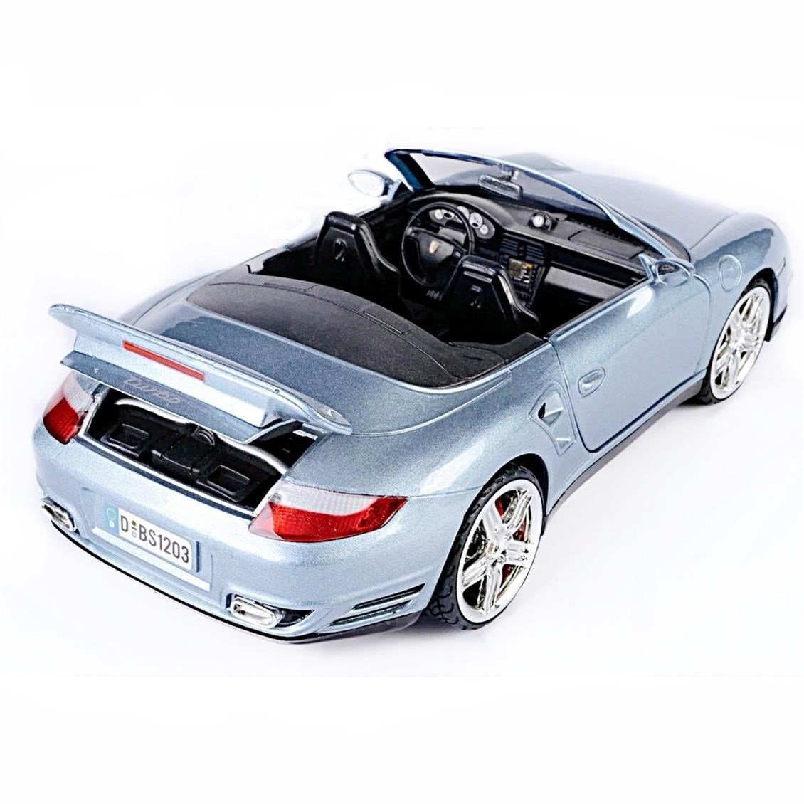 Motormax 73183 1/18 Ölçek, 2008 Porsche 911 Turbo Kabrio, Gri, Sergilemeye Hazır Metal Araba Modeli
