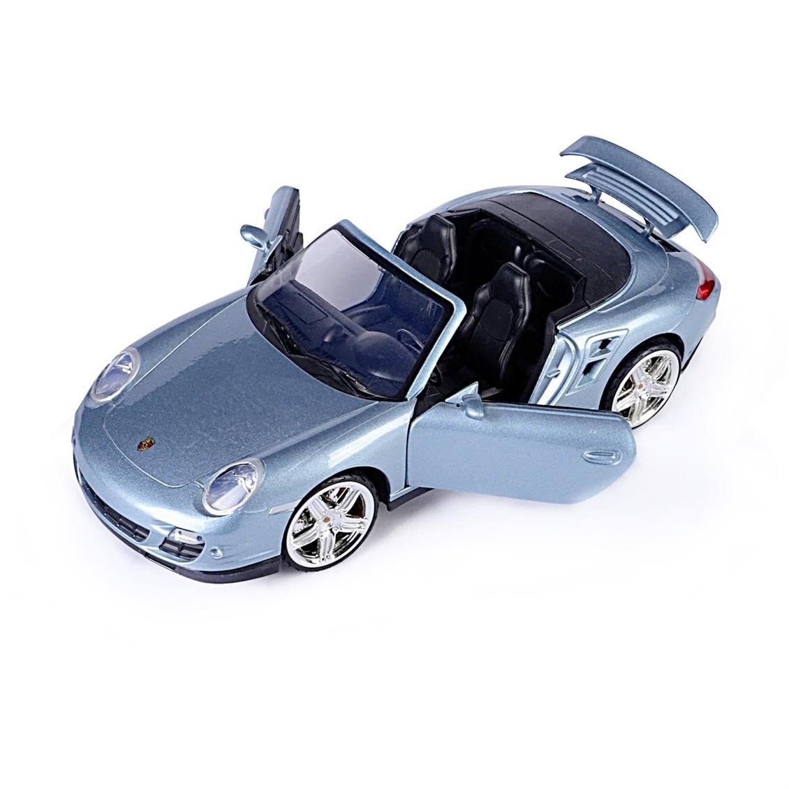 Motormax 73183 1/18 Ölçek, 2008 Porsche 911 Turbo Kabrio, Gri, Sergilemeye Hazır Metal Araba Modeli