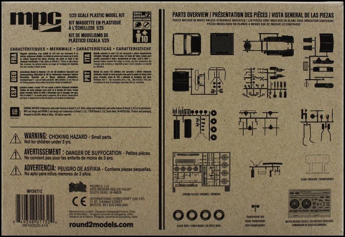MPC 847 1/25 Ölçek, 1984 GMC Pickup (White) Kamyonet, Plastik Model kiti