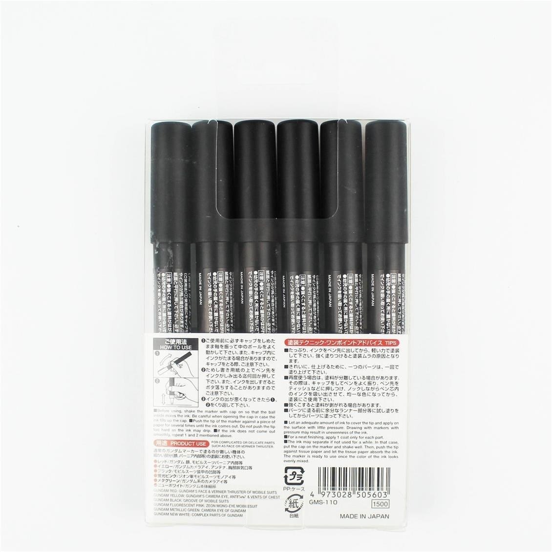 Mr.Hobby GMS-110 Gundam Marker Fine Edge Set.1, 6 Adet