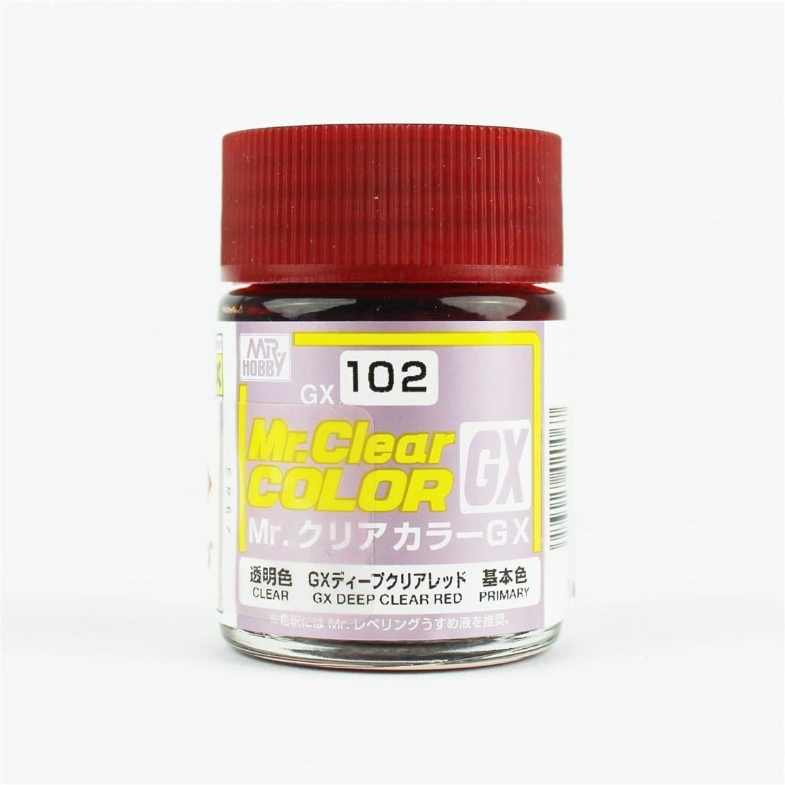 Mr.Hobby GX-102 18 ml. Deep Clear Red, Mr.Clear Color Serisi Model Boyası