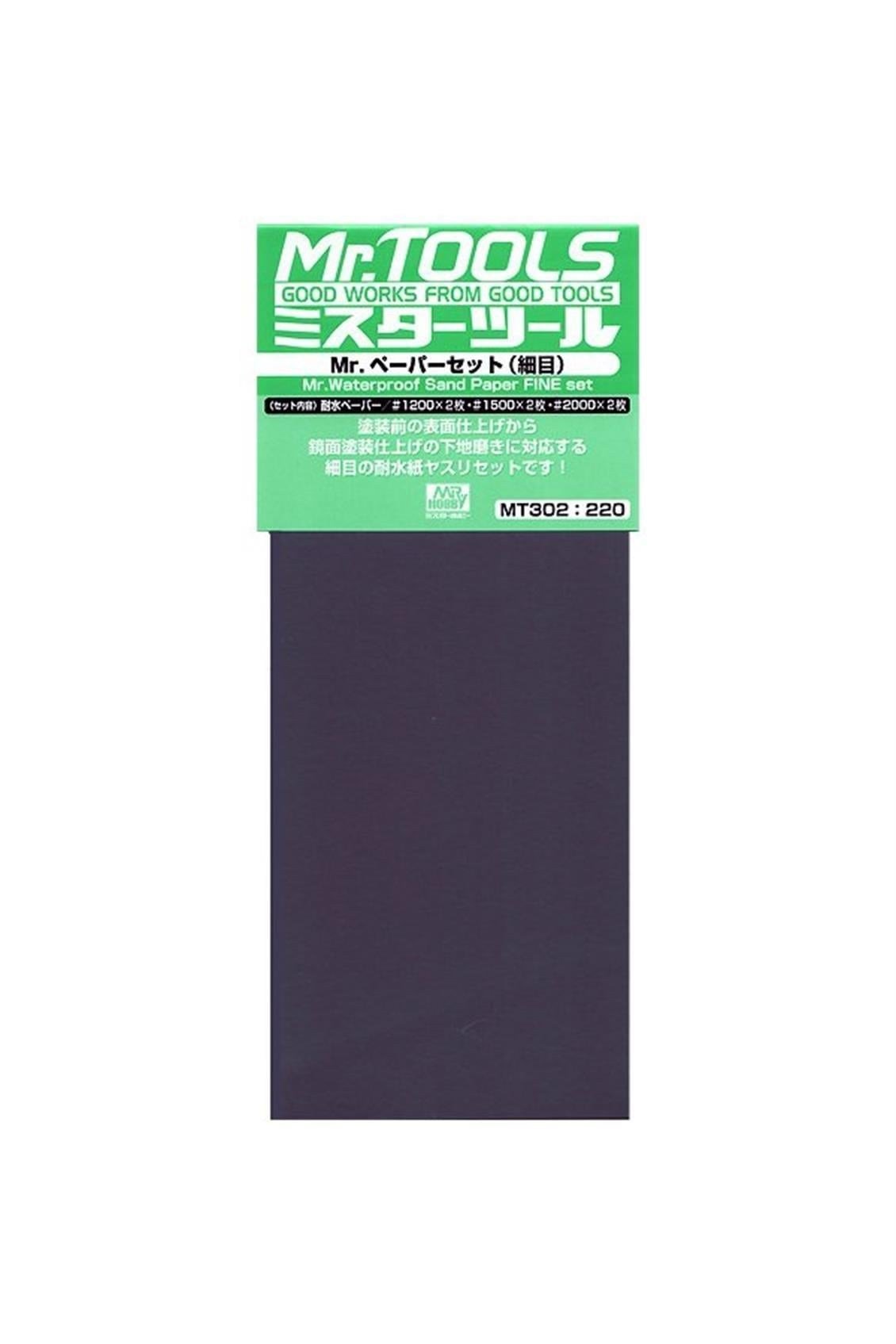 Mr.Hobby MT-302 Su Geçirmez, Kum Zımparası Seti, İnce, (No.1200x2, No.1500x2, No.2000x2), 9,5x23 cm. 4 Adet