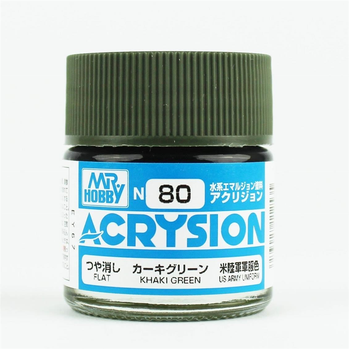 Mr.Hobby N-080 10 ml. Khaki Green, Acrysion Serisi Model Boyası