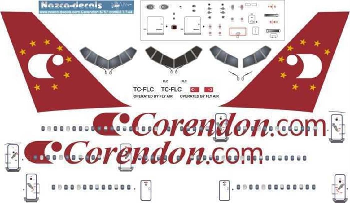 Nazca Decals Cor002 1/144 Ölçek, Corendon Flyair 757