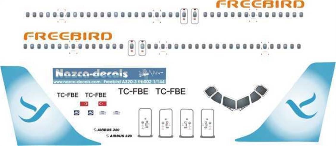 Nazca Decals Frb002 1/144 Ölçek, Freebird Decal-New Scheme Blue Tail