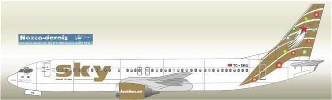 Nazca Decals Sky009 1/144 Ölçek, Sky B737-400 Gold