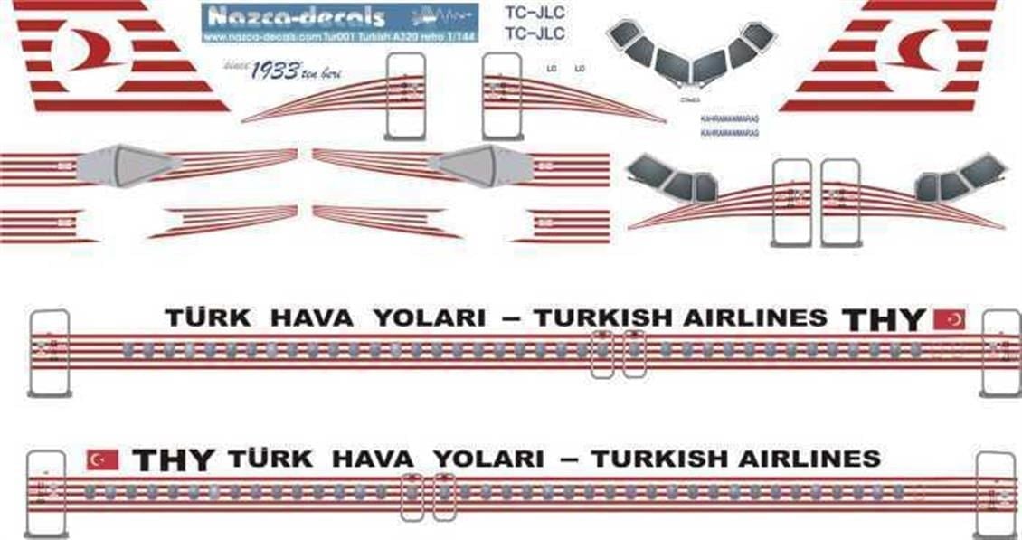 Nazca Decals Tur001 1/144 Ölçek, Turkish Decal- A 320-Retro Anniversar