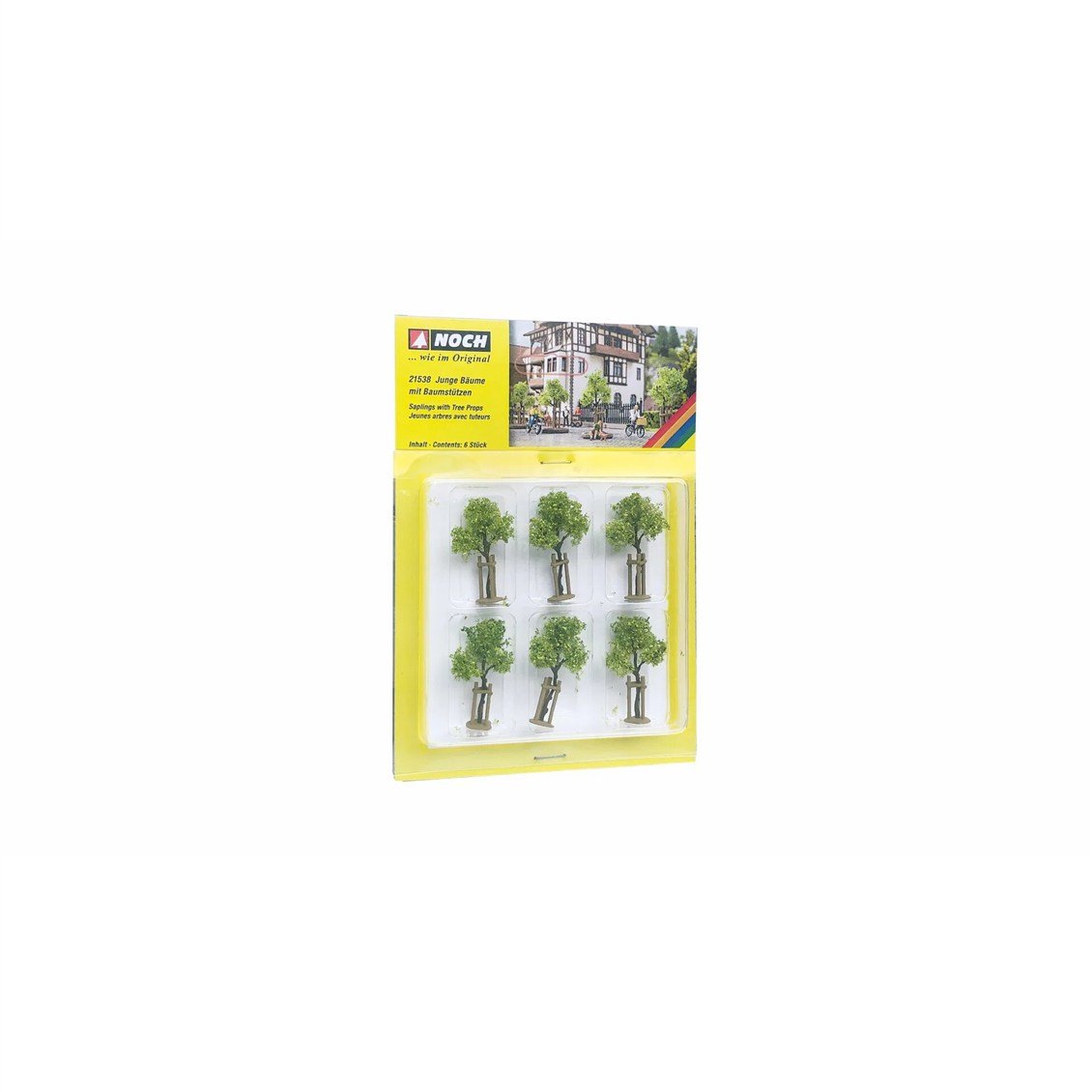 Noch 21538 Desteklenmiş Genç Ağaçlar, 4 cm. 6 Adet, Diorama Malzemesi