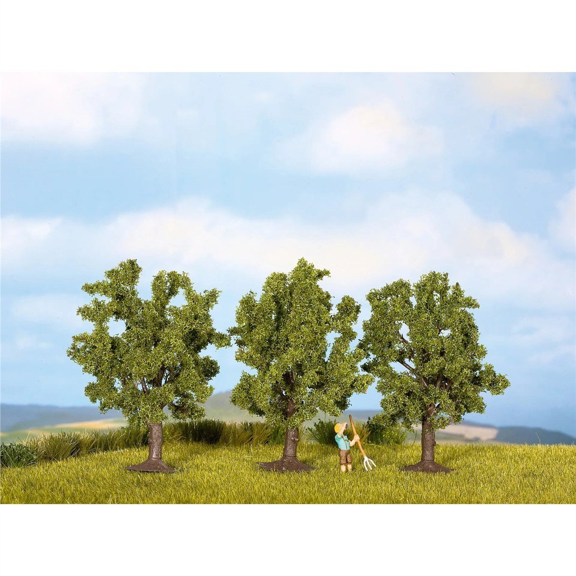 Noch 25510 Yeşil Çiçekli Meyva Ağaçları, 4,5 cm. 3 Adet, Diorama Malzemesi