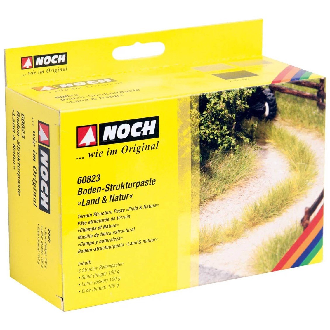 Noch 60823 Arazi Yapımı Seti, 3x100 Gram Bej, Kahve ve Sarı Balast, Diorama Malzemesi