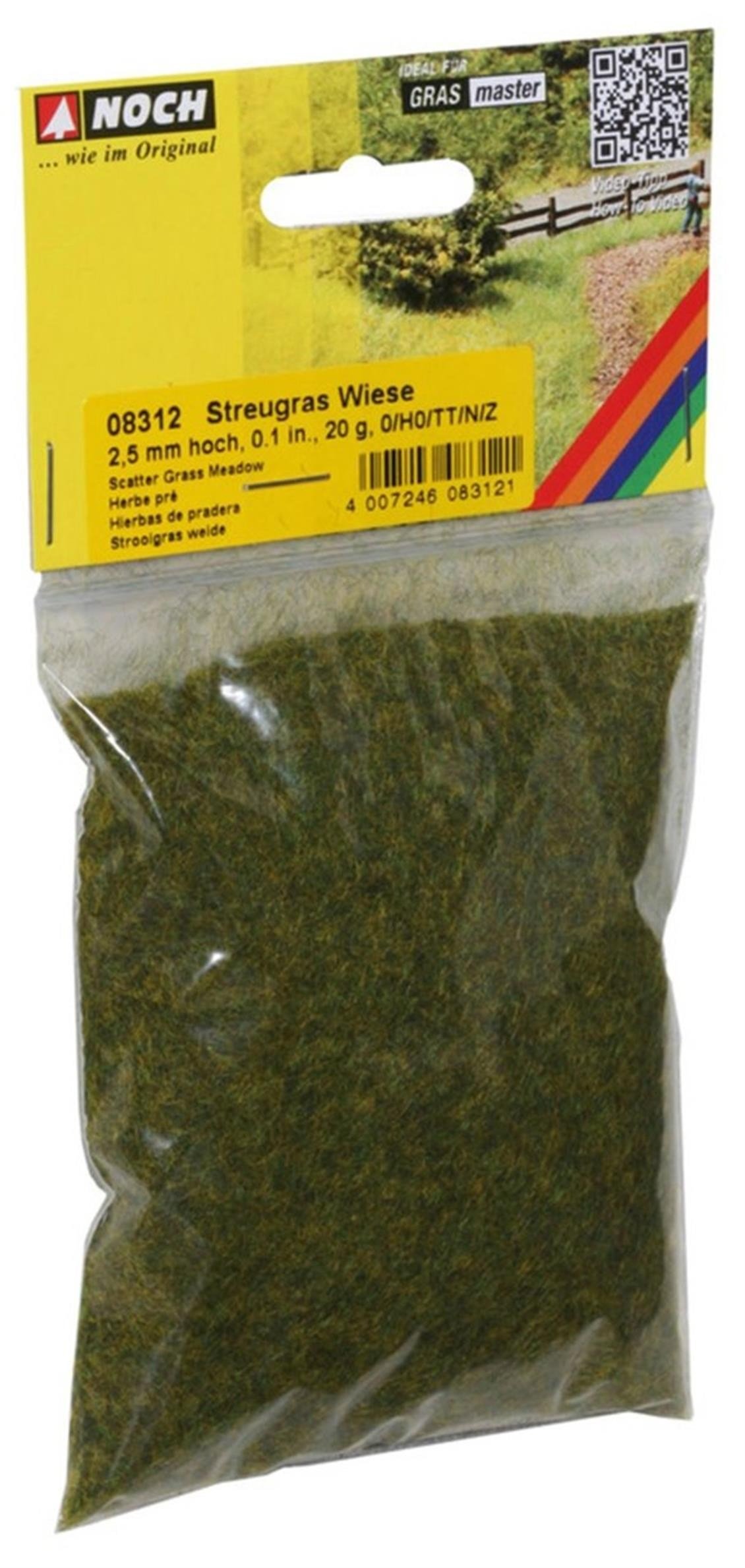 Noch 8312 Statik Çim, Mera Çayırı, 2.5 mm, 20 Gram Diorama Malzemesi
