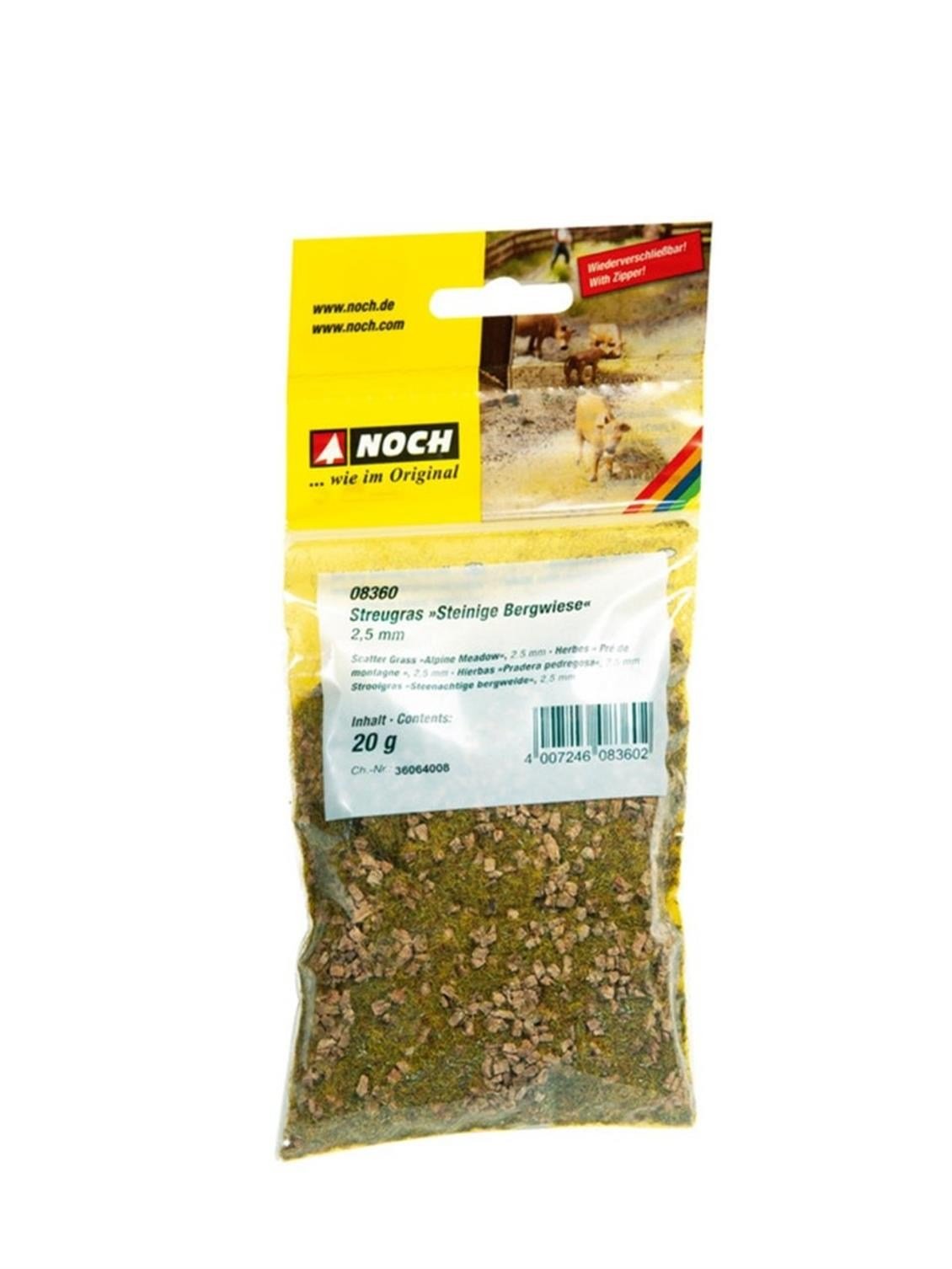 Noch 8360 Statik Çim, Alp Yaylası Yeşili, 2.5 mm, 20 Gram Diorama Malzemesi