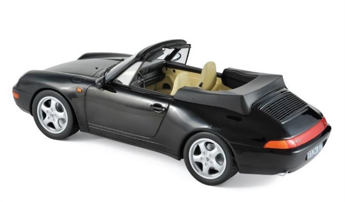 Norev 187595 1/18 Ölçek, 1994 Porsche 911 Carrera Cabriolet, Siyah, Sergilemeye Hazır Metal Araba Modeli