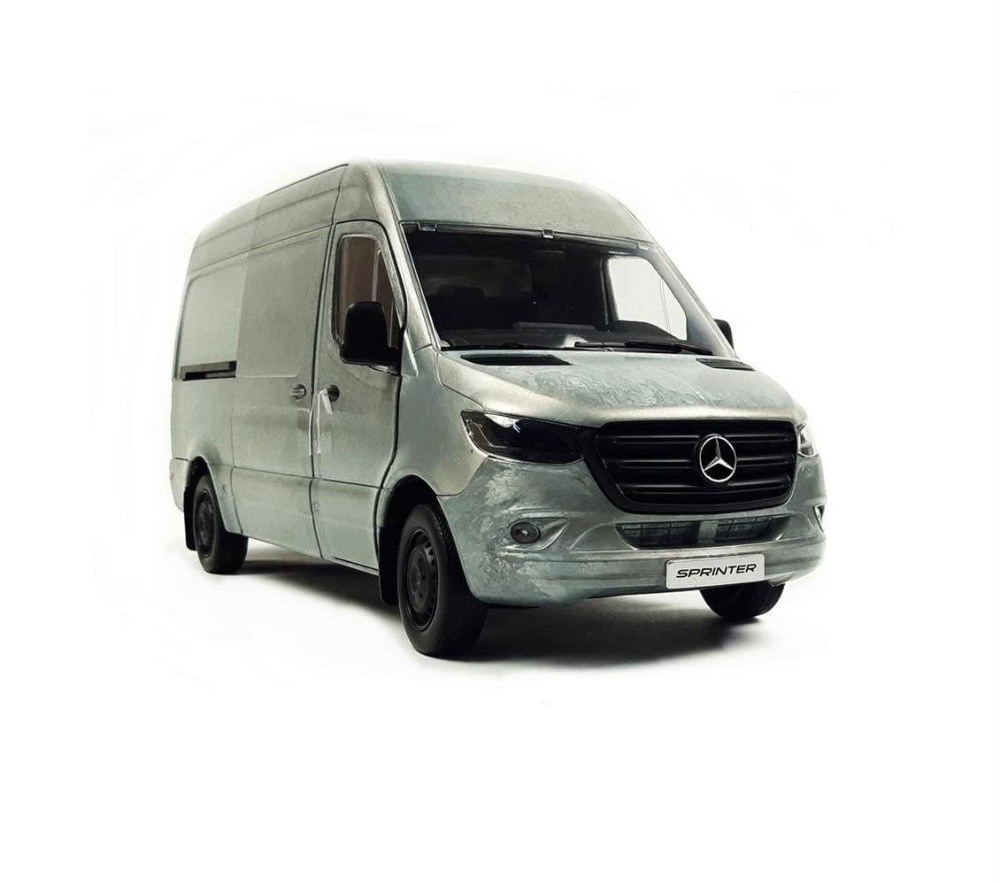 Norev B66006029 1/18 Ölçek, Mercedes Benz Sprinter 2018, Rugged Edition, Grey Silver, Sergilemeye Hazır Metal Araba Modeli