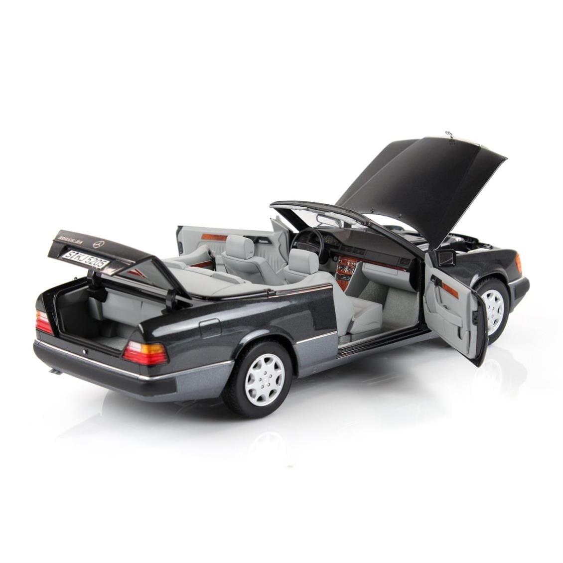 Norev B66040617 1/18 Ölçek, Mercedes Benz 300CE 24 Cabriolet A124 1992, Blue Black Metallic, Sergilemeye Hazır Metal Araba Mode