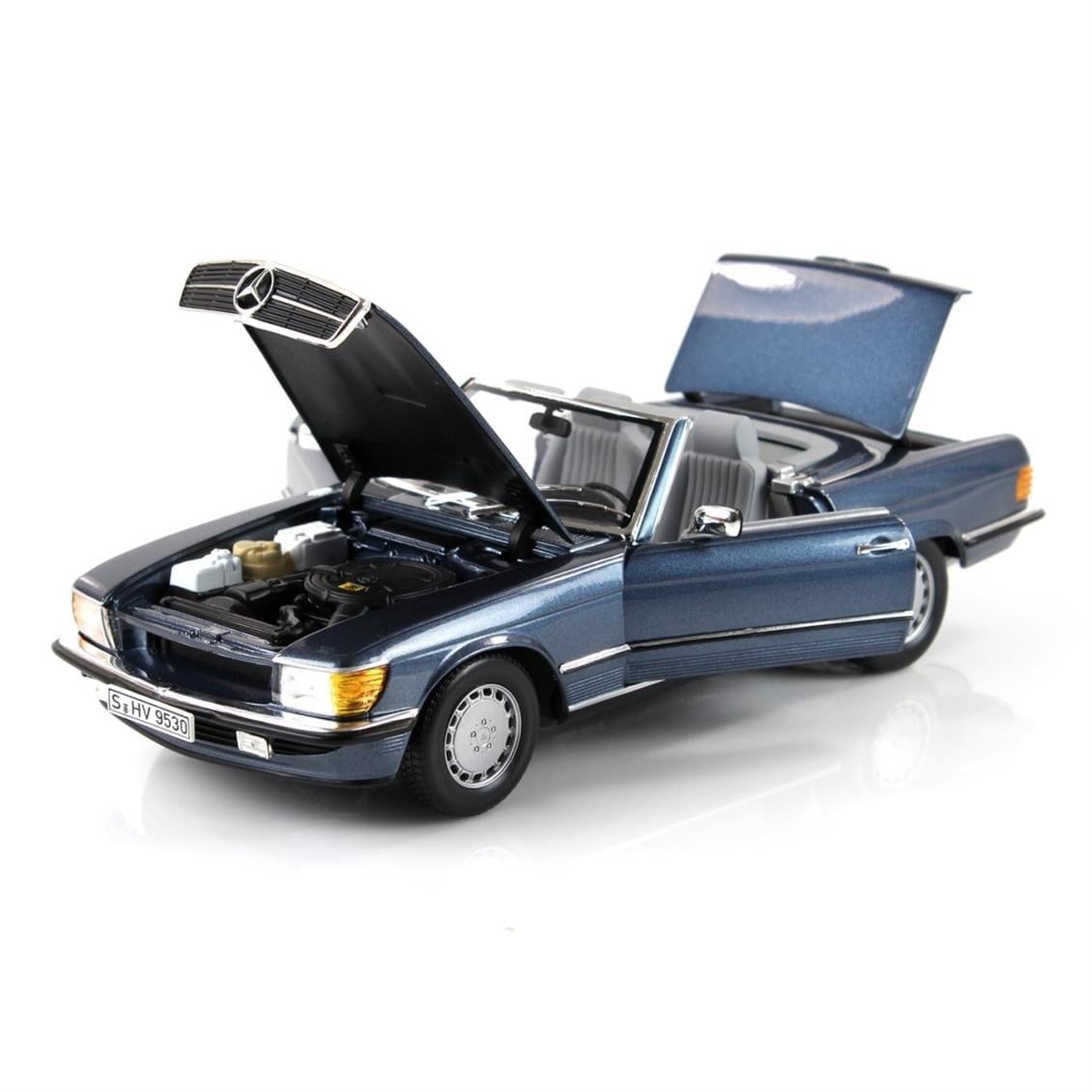 Norev B66040634 1/18 Ölçek, Mercedes Benz 300 SLR 107 1985, Lapis Blue Metallic, Sergilemeye Hazır Metal Araba Modeli