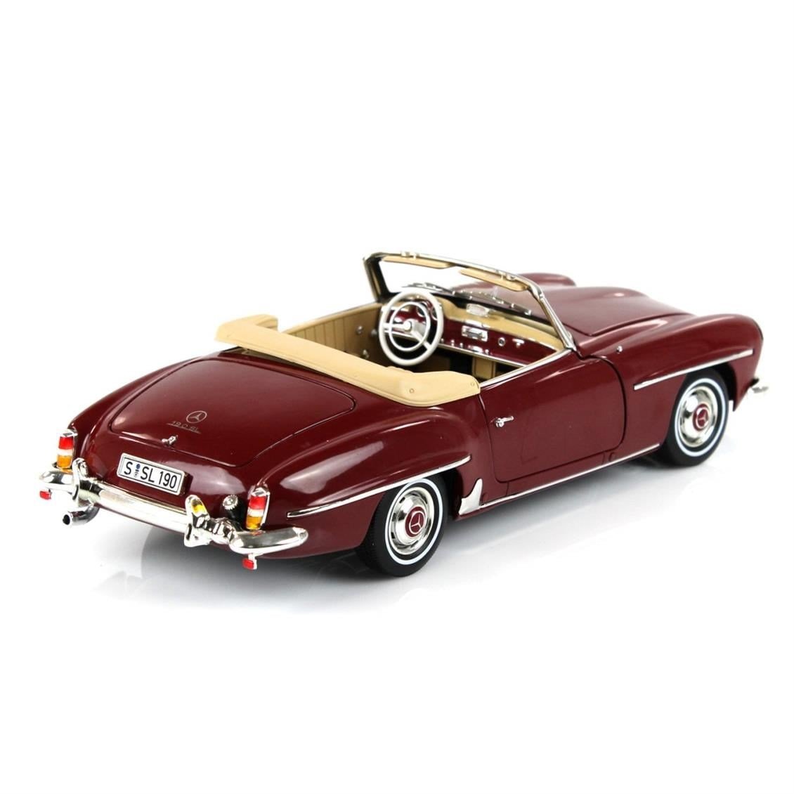 Norev B66040647 1/18 Ölçek, Mercedes Benz 190 SL Spider (W121) 1955, Medium Red, Sergilemeye Hazır Metal Araba Modeli